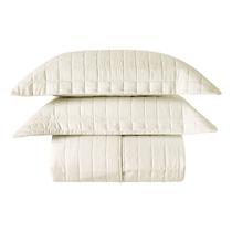 Cobre Leito King Percal 300 Fios Dupla Face Colcha 03 Pçs Matelado