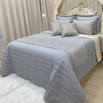 Cobre Leito King Picasso Dupla Face Com Almofadas E Xale 10 Peças - Prata