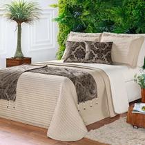 Cobre Leito King Print Color Dupla Face Micropercal 200 Fios 8 Peças - Tabaco