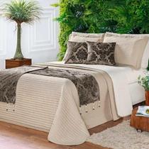 Cobre Leito King Print Color Dupla Face Micropercal 200 Fios 8 Peças - Tabaco