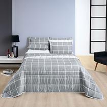 Cobre Leito King Square Micropercal 200 fios 3pç 100% Poliéster - Cinza