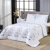 Cobre Leito London Bordado 100% Algodão Dupla Face Casal 3 Peças Branco Cobre Leito London Bordado 100% Algodão Dupla Face Casal 3 Peças Branco