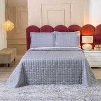 Cobre Leito Lótus Queen 3 Peças Matelado Cinza