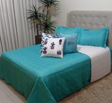 Cobre leito maraisa love cactos azul 06 peças com almofada