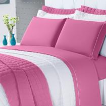 Cobre Leito Matelado 100% Algodão 150 Fios Casal Queen Montreal 03 Peças - Pink