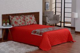 Cobre Leito Matelado Xale 4 Peças Vermelho Matelado Queen