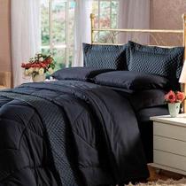 Cobre Leito Matelasse Com 2 Fronhas Casal Soft Touch Preto