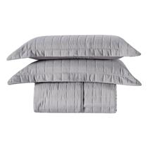 Cobre Leito Matelassê Percal 300 fios Basic Casal Padrão 03 Peças 100% Poliéster - Cinza