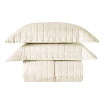 Cobre Leito Matelassê Percal 300 fios Basic Casal Padrão 03 Peças 100% Poliéster - Marfim