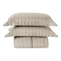 Cobre Leito Matelassê Percal 300 fios Basic King 03 Peças 100% Poliéster - Bege Cobre Leito Matelassê Percal 300 fios Basic King 03 Peças 100% Poliéster - Bege