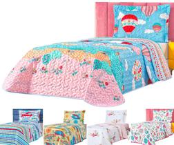 Cobre leito menino menina solteiro dupla face colcha matelasse estampado sofisticado balao