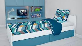 Cobre Leito Microfibra Prático, Acabamento Em Viés Queen 3 pçs Dupla Face