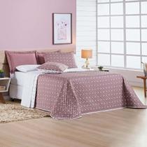 Cobre Leito Petit Poa 3 Peças Dupla Face Rosa