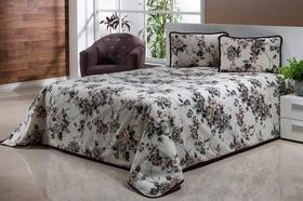 Cobre Leito Piquet Leve King Estampado Floral Marrom