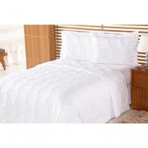 Cobre Leito Pratic Rosas Queen 3 Pecas - modelo na cor Branco