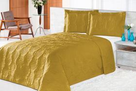 Cobre leito pratic rosas queen 3 pecas - mostarda