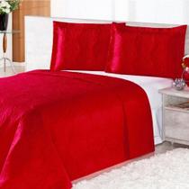 Cobre Leito Pratic Rosas Queen 3 Pecas - sofisticado na cor Vermelho