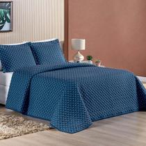 Cobre Leito Prático King Dupla Face 3 Peças - Marinho - 100% Poliéster
