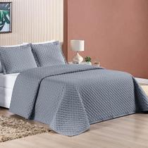 Cobre Leito Prático Padrão Dupla Face 3 Peças - Cinza