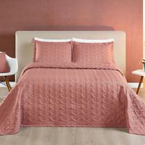 Cobre Leito Queen 200 Fios Bordado Porta Travesseiro Aba Americana Ágata 03 Peças Rosê