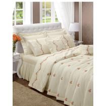 Cobre Leito Queen 200 fios Bouquet Palha Casaborda 6 peças