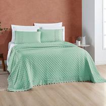 Cobre Leito Queen 200 Fios com Lese Bordada Nobless 03 Peças Sálvia