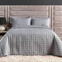 Cobre Leito Queen 300 Fios com Porta Travesseiro Basic Cinza Cobre Leito Queen 300 Fios com Porta Travesseiro Basic Cinza