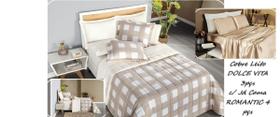 Cobre Leito Queen 3Pcs Dolce Vita 200 Fios+Jg Cama Romantic