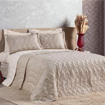 Cobre Leito Queen Amarilis Dupla Face Bordada 5 Peças - Bege Cobre Leito Queen Amarilis Dupla Face Bordada 5 Peças - Bege