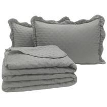 Cobre Leito Queen Bold Dupla Face 300 Fios 3 Peças - Chumbo Cobre Leito Queen Bold Dupla Face 300 Fios 3 Peças - Chumbo