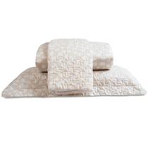 Cobre Leito Queen Bouti Basic Estampado 180 Fios 3 Peças - Poa Creme
