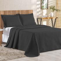 Cobre Leito Queen Bouti Mavie Geométrico 180 Fios 3 Peças - Preto - 100% Poliéster