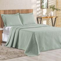 Cobre Leito Queen Bouti Mavie Geométrico 180 Fios 3 Peças - Verde Malva - 100% Poliéster