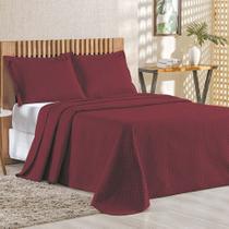 Cobre Leito Queen Bouti Mavie Geométrico 180 Fios 3 Peças - Vinho - 100% Poliéster