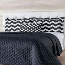 Cobre Leito Queen Chevron Preto e Branco Casaborda 6 Peças