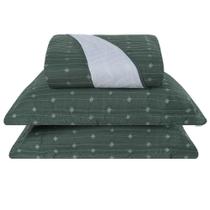 Cobre Leito Queen Decor Bordado 200 Fios 3 Peças - Verde Cobre Leito Queen Decor Bordado 200 Fios 3 Peças - Verde