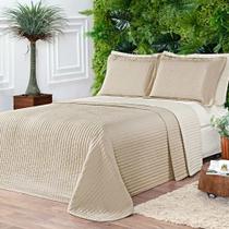 Cobre Leito Queen Dual 200 Fios Dupla Face 3 Peças - Bege - Micropercal 100% Poliester