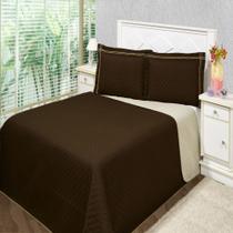 Cobre Leito Queen Durban Tabaco e Bege Enxovais Aquarela 3 peças