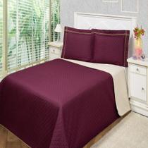 Cobre Leito Queen Durban Vinho e Bege Enxovais Aquarela 3 peças