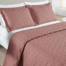 Cobre Leito Queen Florency Micropercal 200 fios 3pç 100% Poliéster - Rosé