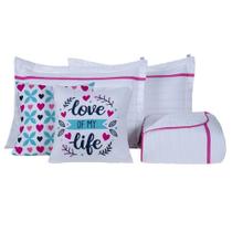 Cobre Leito Queen Inove Dupla Face 200 Fios 5 Peças - Love Cobre Leito Queen Inove Dupla Face 200 Fios 5 Peças - Love