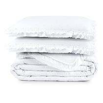 Cobre Leito Queen Micropercal 200 Fios com Babado Malvinni Branco - 3 Peças Cobre Leito Queen Micropercal 200 Fios com Babado Malvinni Branco - 3 Peças