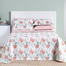 Cobre Leito Queen Percal 200 Fios Dupla Face 03 Peças Cotton Select Hortência