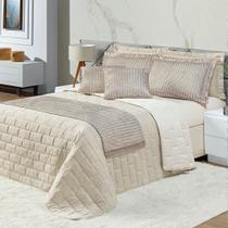 Cobre Leito Queen Picasso Dupla Face com Almofadas e Xale 10 Peças - Bege Cobre Leito Queen Picasso Dupla Face com Almofadas e Xale 10 Peças - Bege