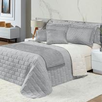 Cobre Leito Queen Picasso Dupla Face com Almofadas e Xale 10 Peças - Prata - Micropercal 100% Poliester Cobre Leito Queen Picasso Dupla Face com Almofadas e Xale 10 Peças - Prata - Micropercal 100% Poliester