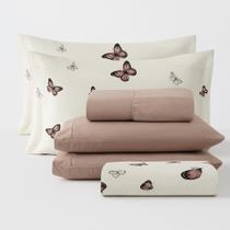 Cobre Leito Queen Piquet Estampado 6 Peças Moderno e Aconchegante Cobre Leito Queen Piquet Estampado 6 Peças Moderno e Aconchegante