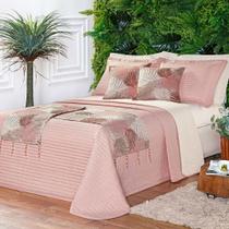 Cobre Leito Queen Print Color Dupla Face Micropercal 200 Fios 8 Peças - Rose