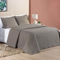 Cobre Leito Queen Ravena Bordado Micropercal 200 Fios 3 Peças - Camafeu