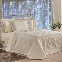 Cobre Leito Queen Royalle Matelado Com Guipir 7 Peças Bege Cobre Leito Queen Royalle Matelado Com Guipir 7 Peças Bege