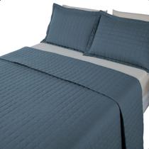 Cobre Leito Riviera Colcha Percal 300 Fios King Size 3 Peças Dupla Face